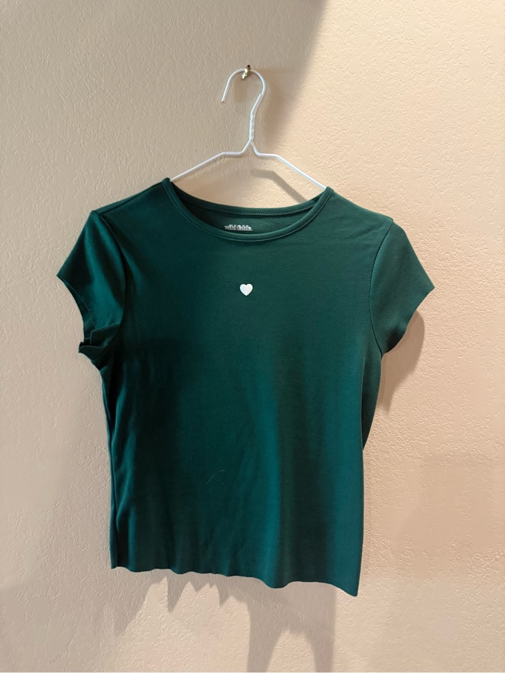 wild fable Dark Green Short Sleeve Tee with White Heart